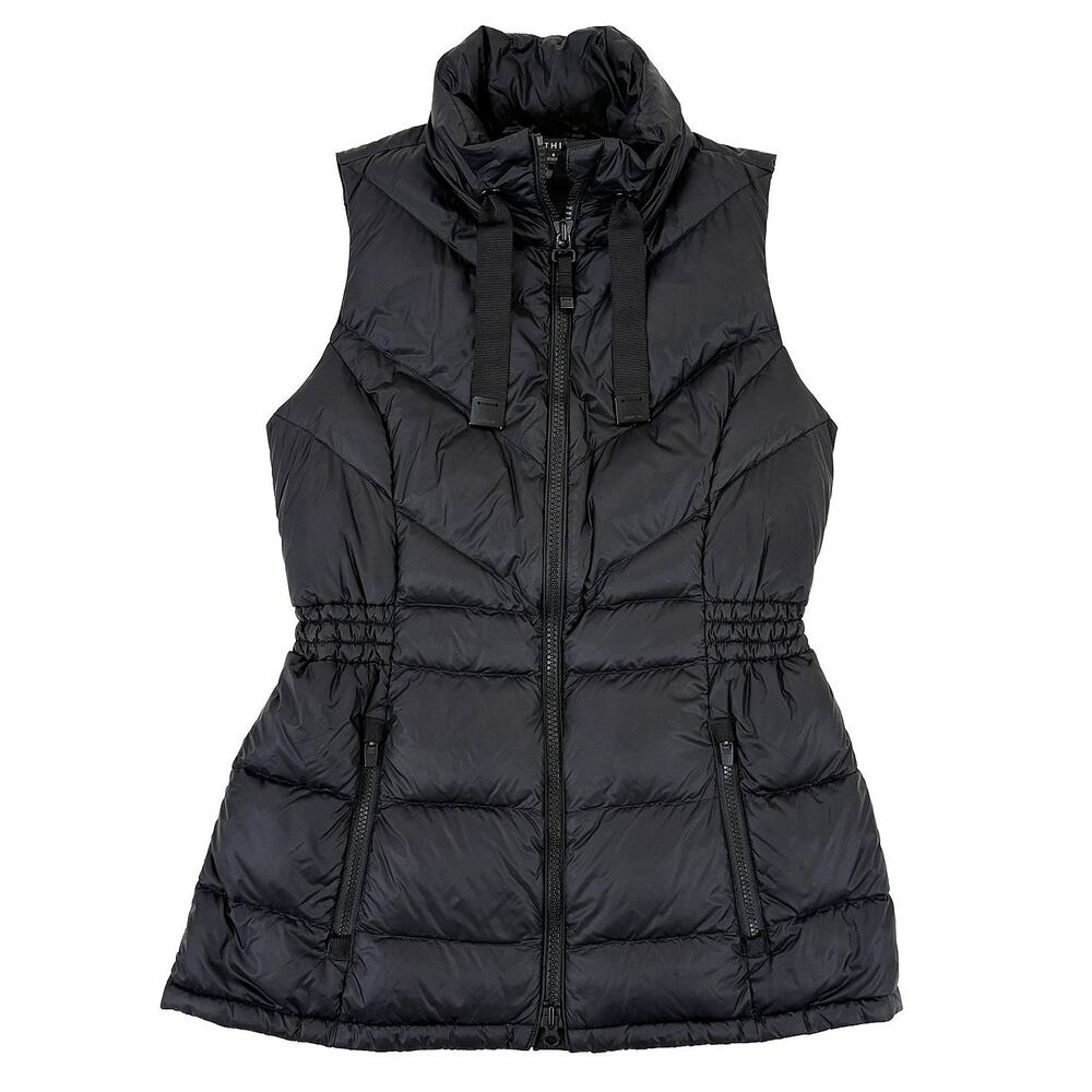 Athleta Goose Down Puffer Vest Women S Black Cinched Outdoor Athleisure Gorpcore